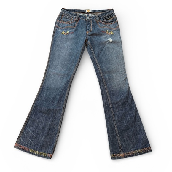 NWT Vintage Y2K Antik Denim Embroidered Flare Bootcut Jeans Size 30